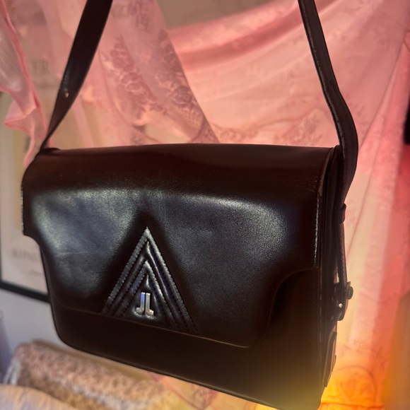 Vintage Lanvin Paris Brown Leather Flap Shoulder Bag | JL Logo | 80s 90s - Picture 9 of 15